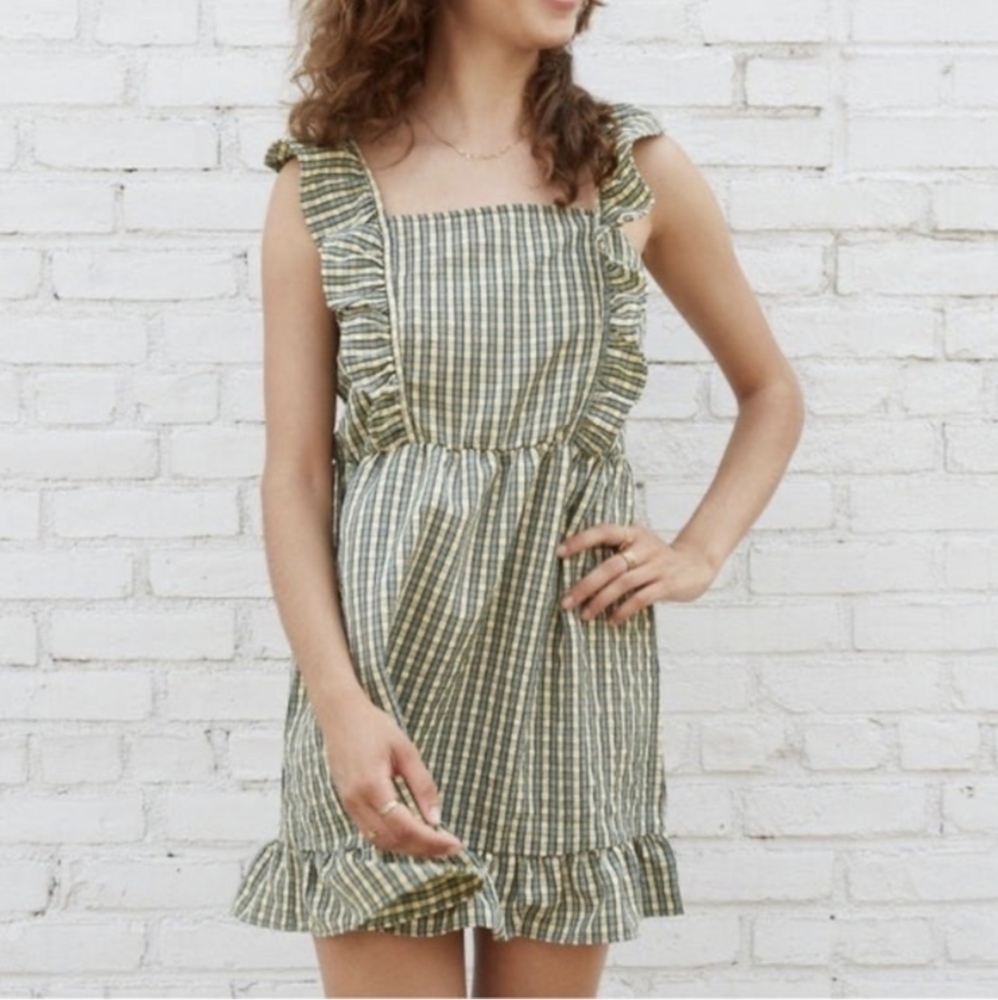 Wild Fable Yellow Gingham Ruffle Cottagecore Midi Dress Size Medium